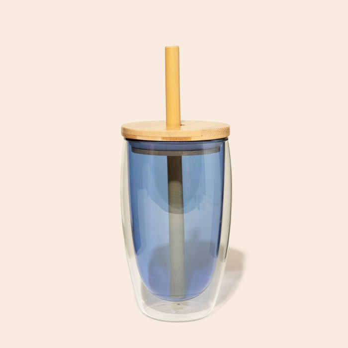 Glass Cup With Straw