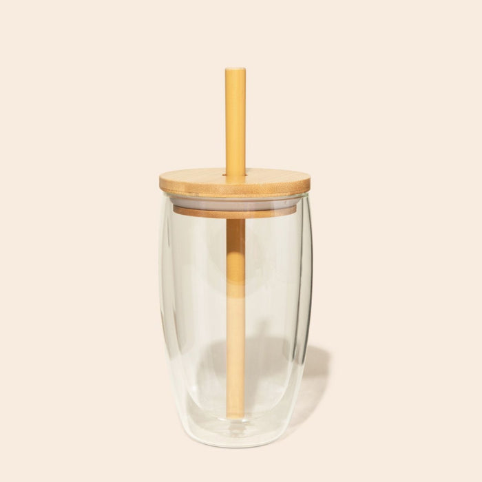 Glass Cup With Straw
