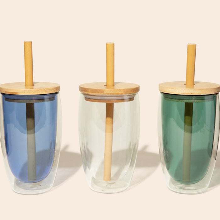 Glass Cup With Straw