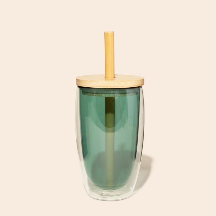 Glass Cup With Straw