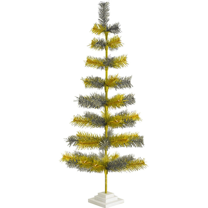 Gold & Silver Mixed Tinsel Christmas Tree