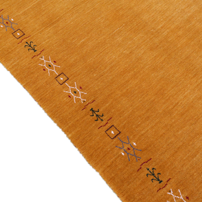 Gold Contemporary Gabbeh Border Design Hand Loomed Wool Area Rug