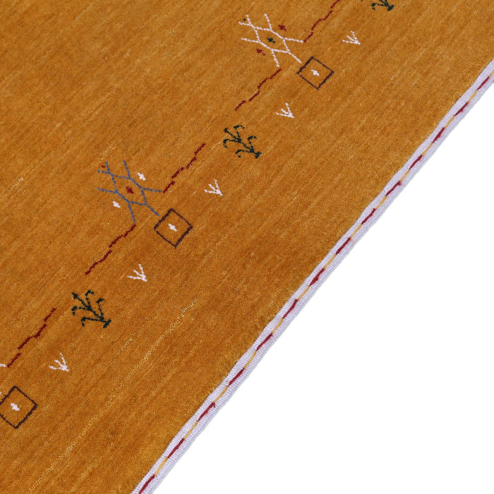 Gold Contemporary Gabbeh Border Design Hand Loomed Wool Area Rug