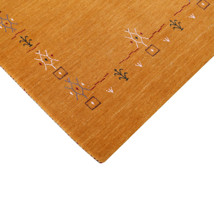 Gold Contemporary Gabbeh Border Design Hand Loomed Wool Area Rug