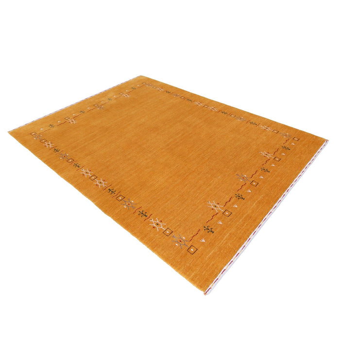 Gold Contemporary Gabbeh Border Design Hand Loomed Wool Area Rug