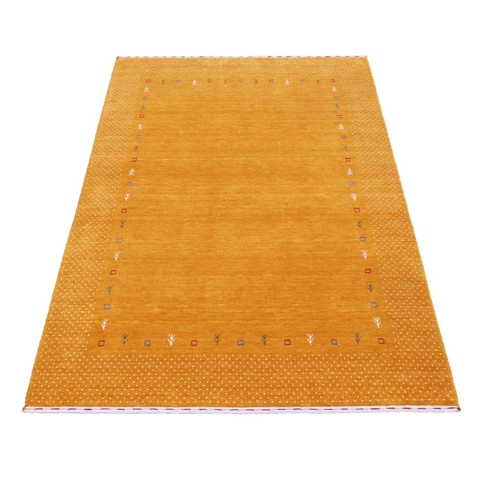 Gold Tribal Border Design Hand Loomed Wool Area Rug