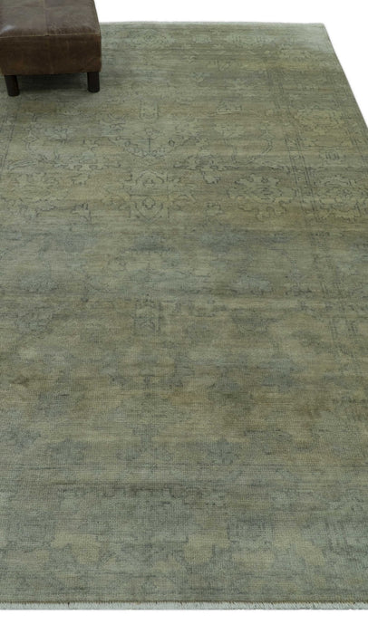 Gray And Beige Traditional Oushak Design 5.8x8.6 Hand Knotted Wool Area Rug