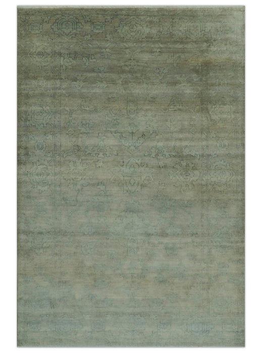Gray And Beige Traditional Oushak Design 5.8x8.6 Hand Knotted Wool Area Rug