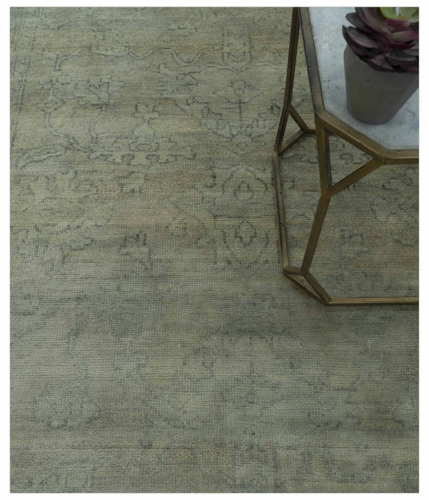 Gray And Beige Traditional Oushak Design 5.8x8.6 Hand Knotted Wool Area Rug