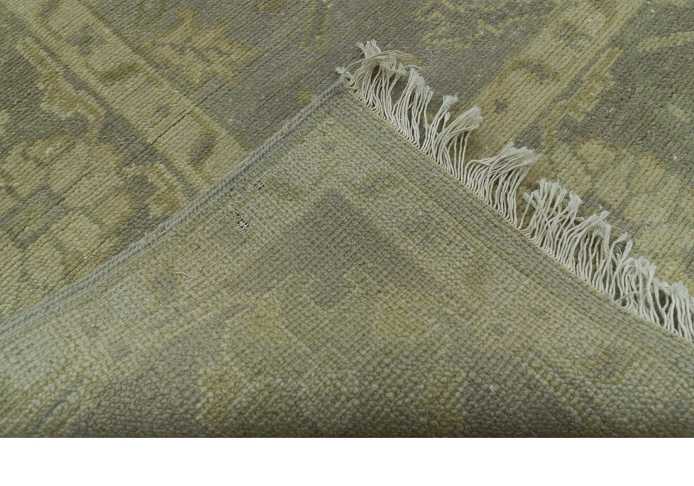 Gray And Beige Traditional Oushak Design Hand Knotted 5.6x8.6 wool area rug