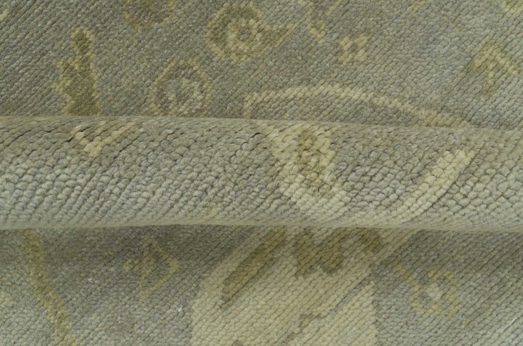 Gray And Beige Traditional Oushak Design Hand Knotted 5.6x8.6 wool area rug