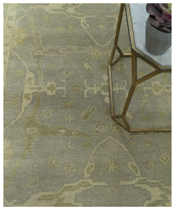 Gray And Beige Traditional Oushak Design Hand Knotted 5.6x8.6 wool area rug