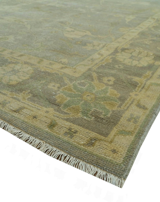 Gray And Beige Traditional Oushak Design Hand Knotted 5.6x8.6 wool area rug