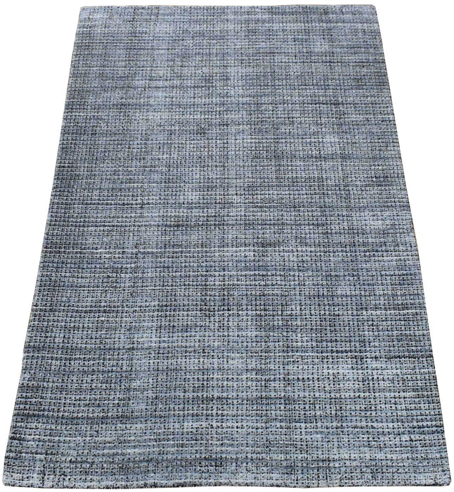 Gray and Black Handmade Area Rug Made With Fine Viscose