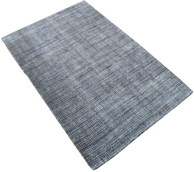 Gray and Black Handmade Area Rug Made With Fine Viscose