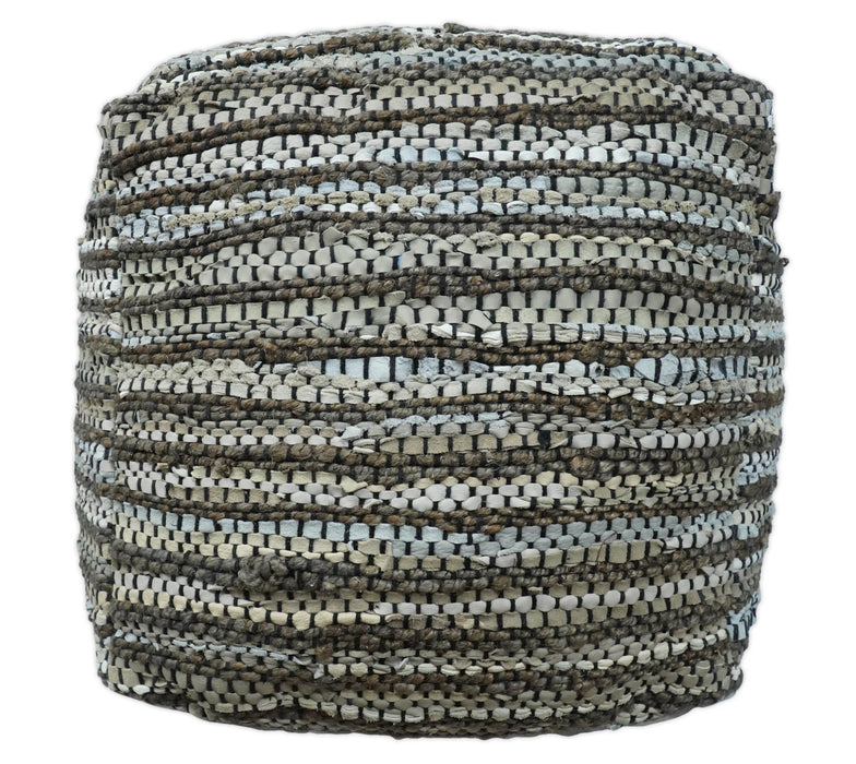 Charcoal, Silver and Ivory Square Jute Pouf Ottoman, Footstool, Side table, Seat , Foot Rest, Living Room, Bedroom, Boho Decor | TRD108