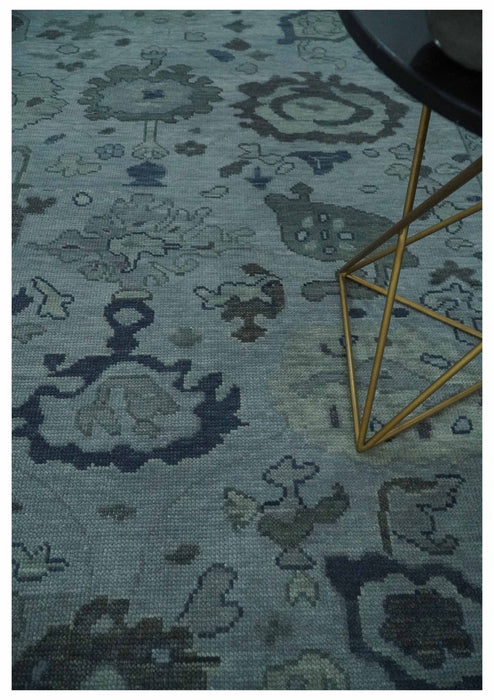 Gray and Charcoal Antique look Hand knotted Traditional Oushak wool Area Rug