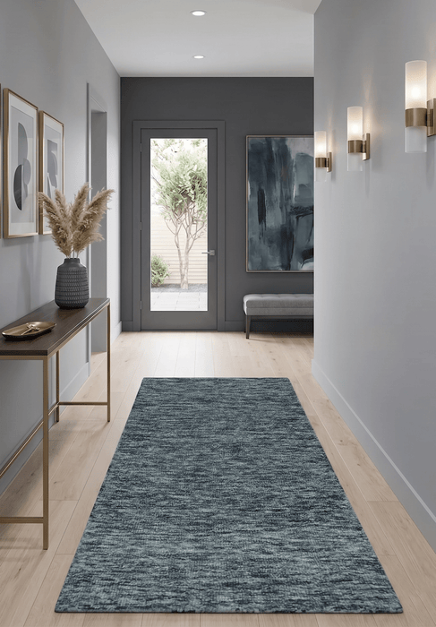 Gray and Charcoal Modern Solid Hand Tufted Natural Wool Area Rug