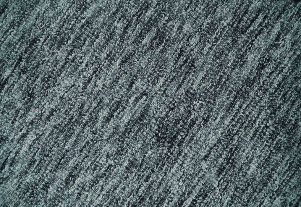 Gray and Charcoal Modern Solid Hand Tufted Natural Wool Area Rug