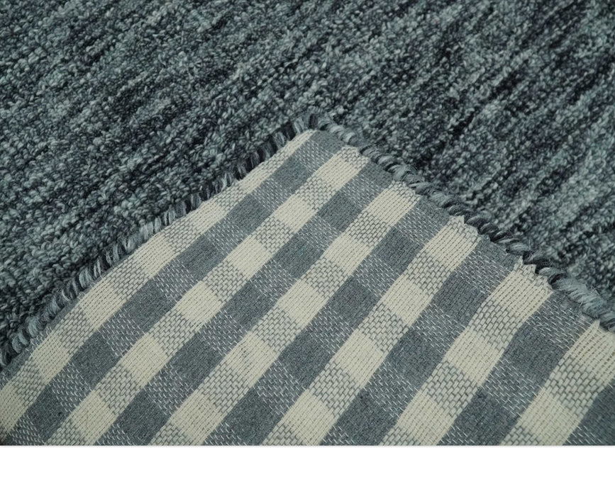 Gray and Charcoal Modern Solid Hand Tufted Natural Wool Area Rug