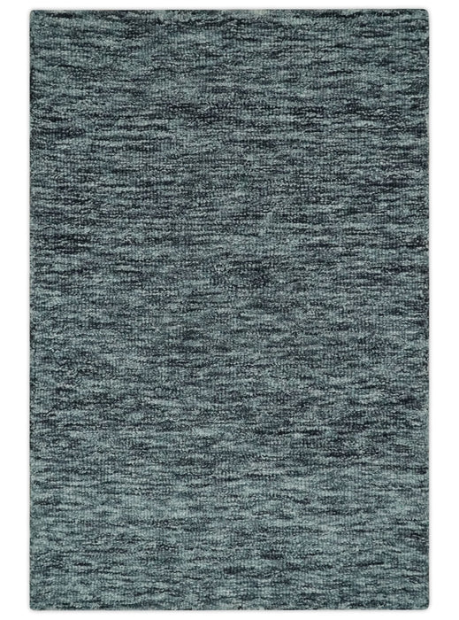 Gray and Charcoal Modern Solid Hand Tufted Natural Wool Area Rug