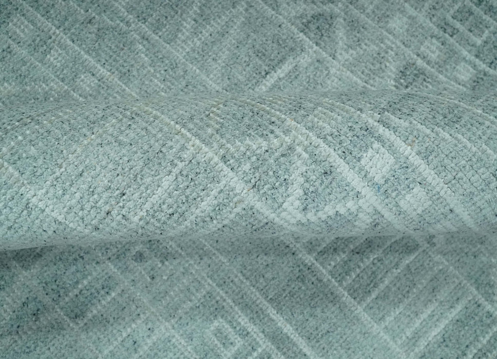 Gray and Silver 5x8 Stripes Design Hand Knotted wool and Art Silk Area Rug