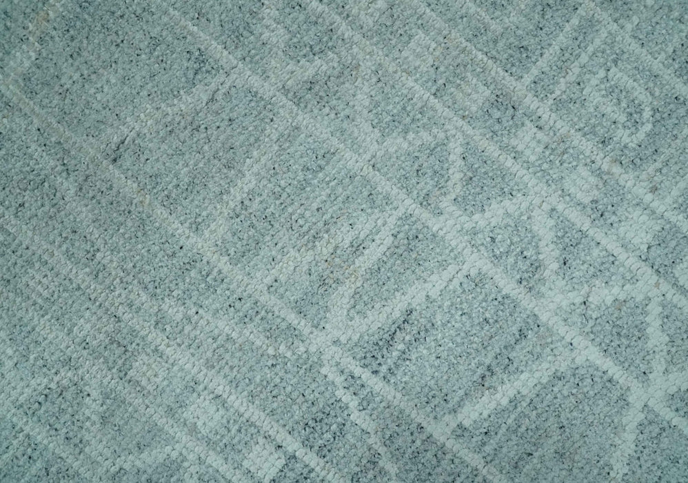Gray and Silver 5x8 Stripes Design Hand Knotted wool and Art Silk Area Rug
