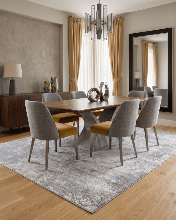Gray and Silver Modern Abstract Hand Knotted 8x10 Wool Area Rug