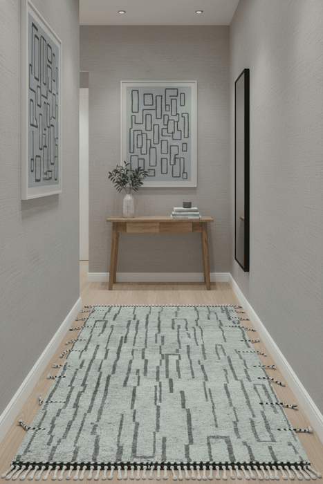 Gray and Taupe Hand Knotted Modern Stripes Deign 5x8 wool area rug