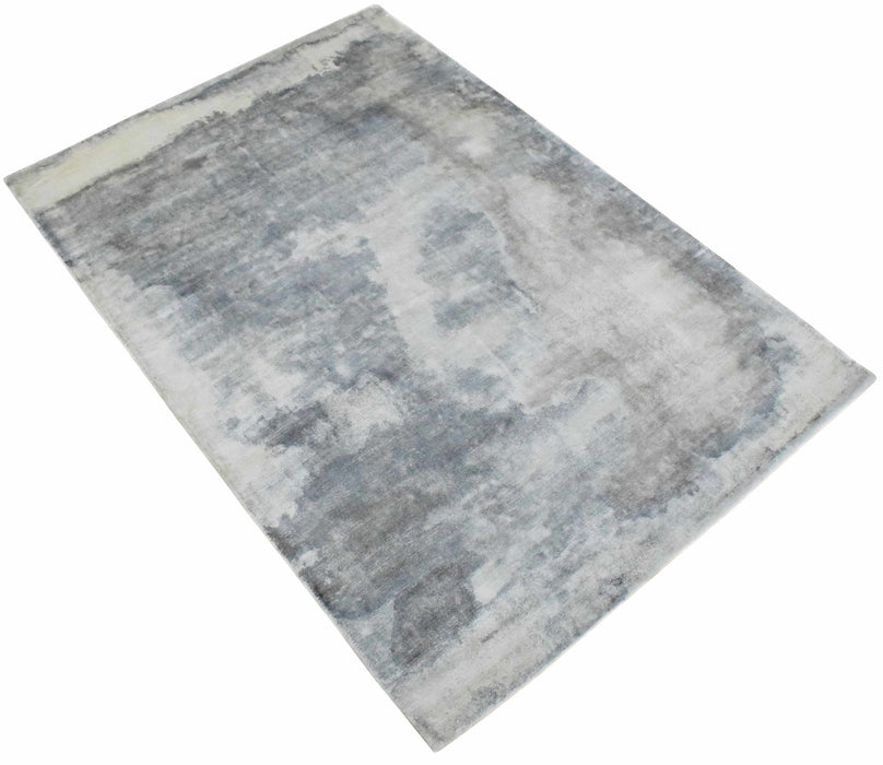 Gray, Brown and Ivory Handmade Area Rug Made With Fine Viscose