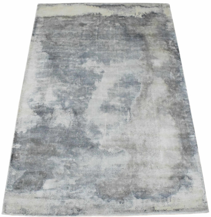 Gray, Brown and Ivory Handmade Area Rug Made With Fine Viscose