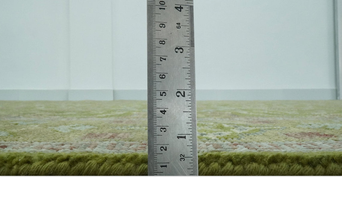 Green and Purple Traditional Design Custom Made wool area rug