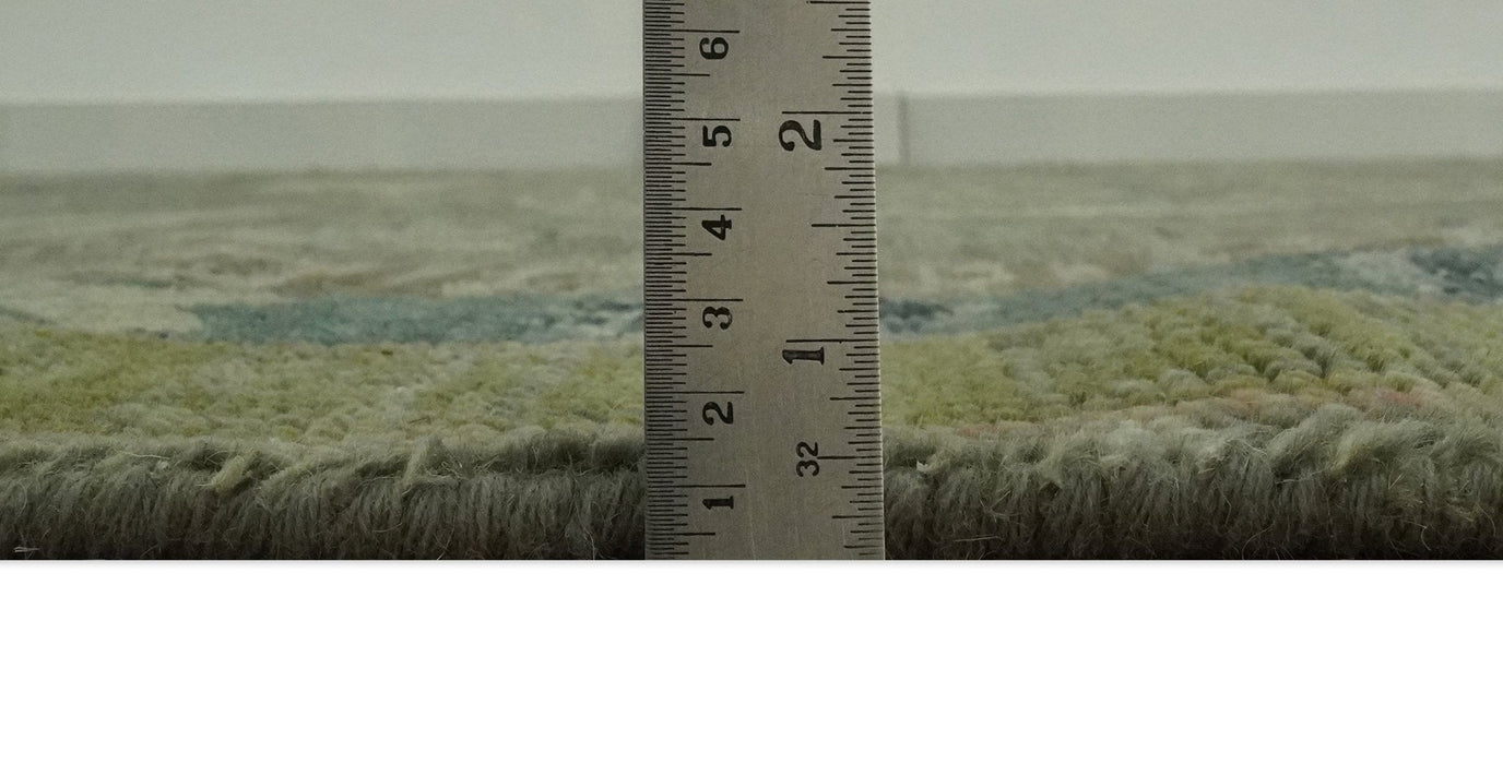Green and Teal Traditional Hand Knotted Multi Size wool area rug