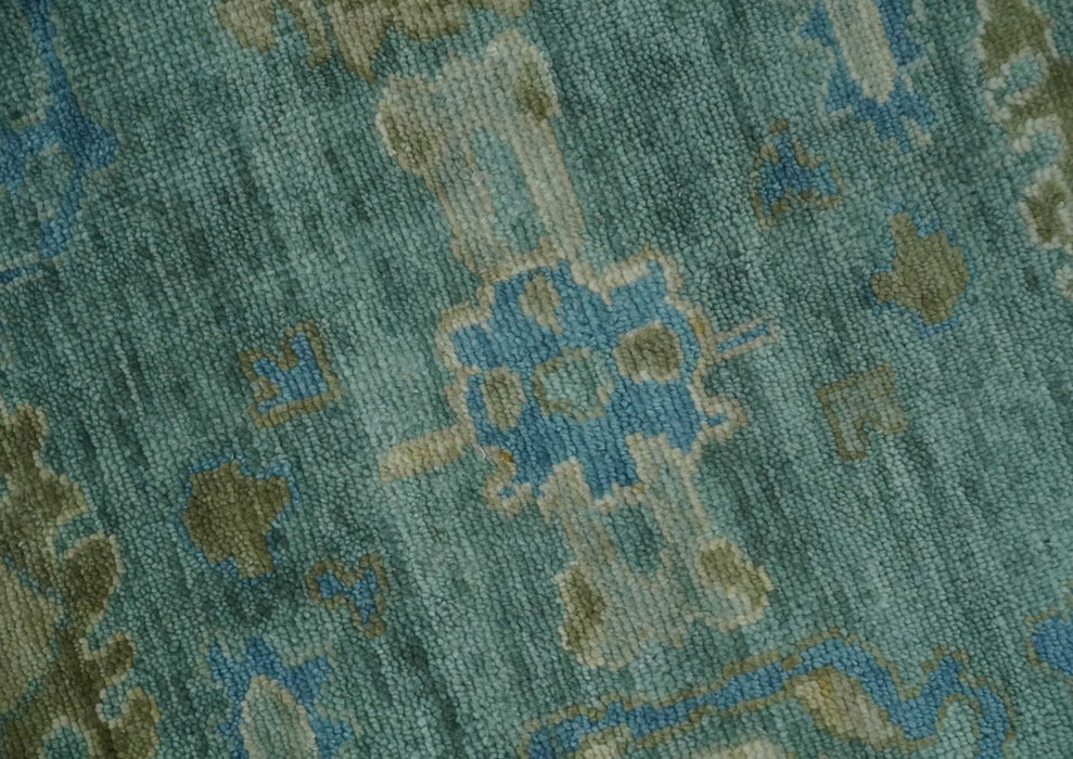 Green, Beige and Blue Hand knotted Traditional Oushak Multi Size Wool Area Rug