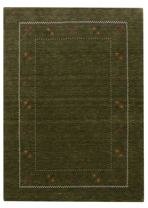 Green Modern Gabbeh Border Design Hand Loomed Wool Area Rug