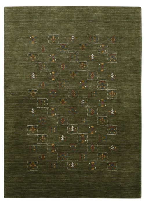 Green Tribal Design Hand Loomed Wool Area Rug