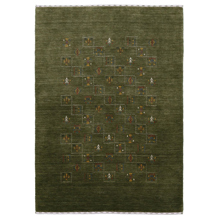 Green Tribal Design Hand Loomed Wool Area Rug