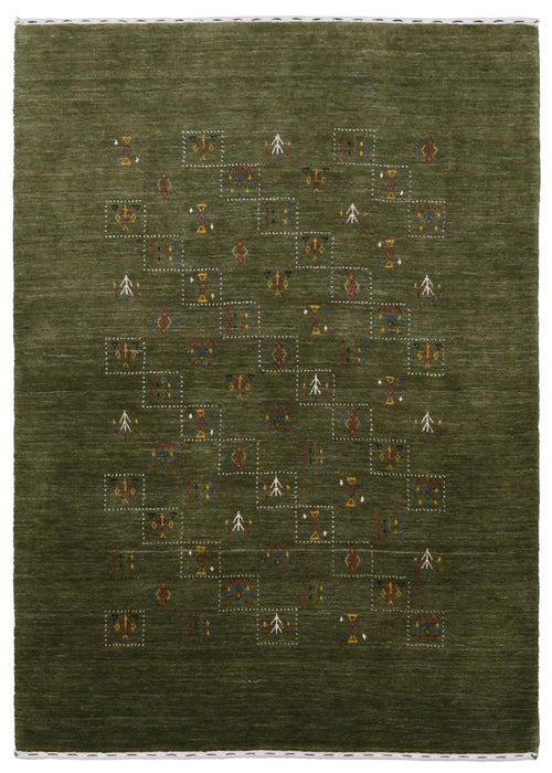 Green Tribal Design Hand Loomed Wool Area Rug