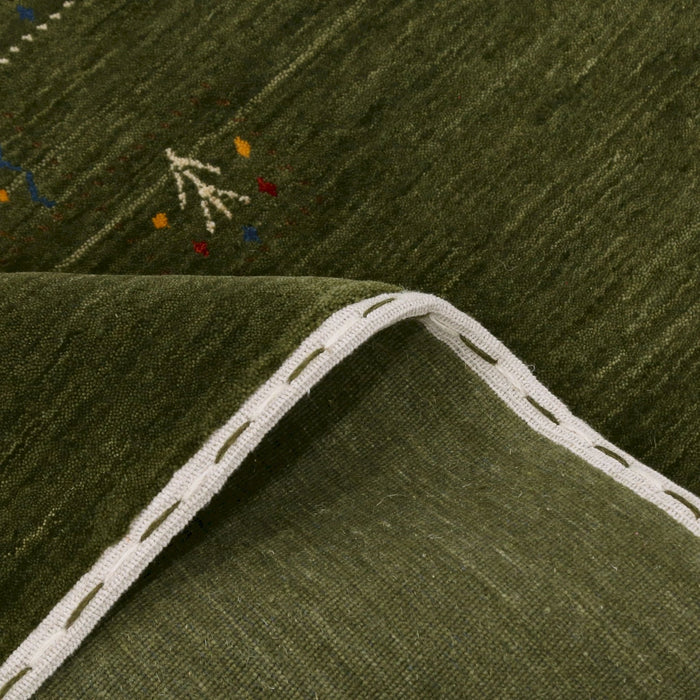 Green Tribal Design Hand Loomed Wool Area Rug