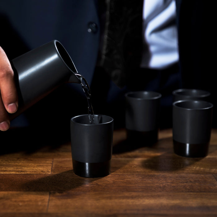 5-Piece Stoneware Sake Set in Black