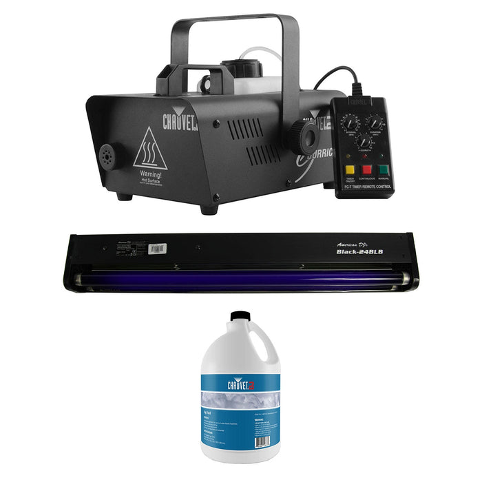 CHAUVET DJ Hurricane 1600 2.4L Fog Machine + 20W Black Light + Fog Juice