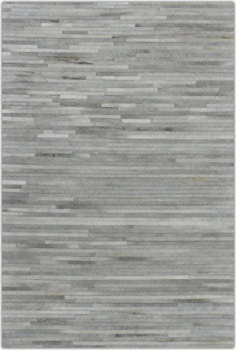 Handmade Hairon 5x8 Genuine Leather Handmade Ivory and Beige Area Rug | LR10