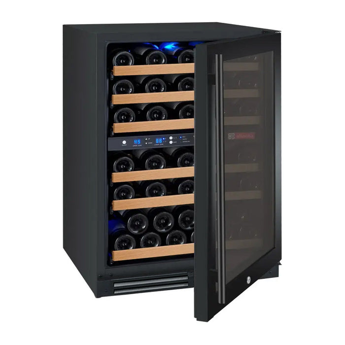 FlexCount Series 56 Bottle Dual Zone Built-in Wine Cooler Refrigerator with Black Door - Right Hinge