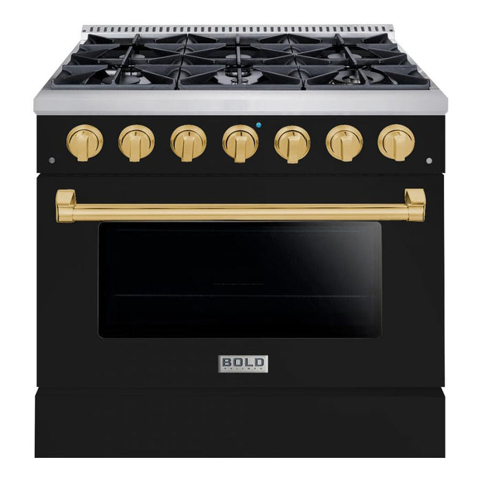 Hallman BOLD 36” 5.2 Cu.Ft. 6 Burner Freestanding Dual Fuel Range and Electric Oven - HBRDF36