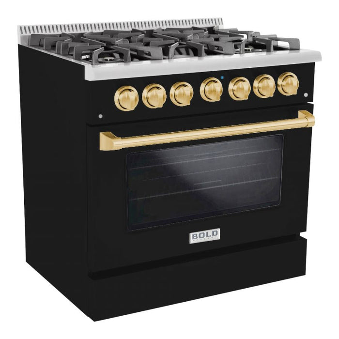 Hallman BOLD 36” 5.2 Cu.Ft. 6 Burner Freestanding Dual Fuel Range and Electric Oven - HBRDF36