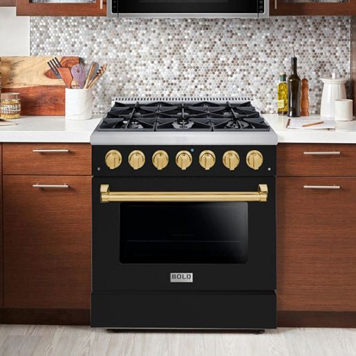 Hallman BOLD 36” 5.2 Cu.Ft. 6 Burner Freestanding Dual Fuel Range and Electric Oven - HBRDF36