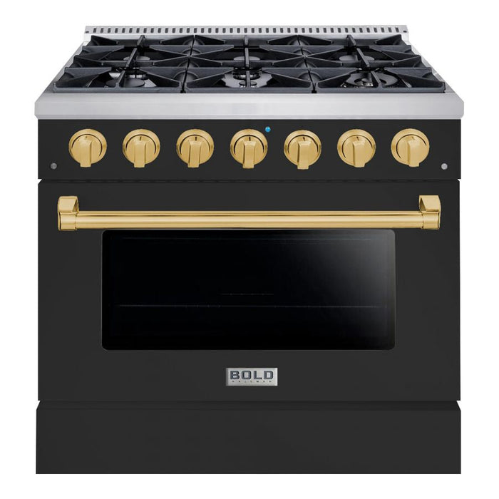 Hallman BOLD 36” 5.2 Cu.Ft. 6 Burner Freestanding Dual Fuel Range and Electric Oven - HBRDF36