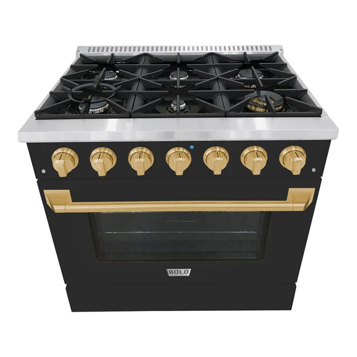 Hallman BOLD 36” 5.2 Cu.Ft. 6 Burner Freestanding All Gas Range and Gas Oven - HBRG36