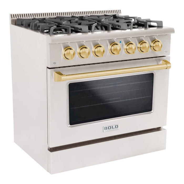 Hallman BOLD 36” 5.2 Cu.Ft. 6 Burner Freestanding Dual Fuel Range and Electric Oven - HBRDF36