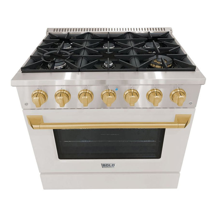 Hallman BOLD 36” 5.2 Cu.Ft. 6 Burner Freestanding Dual Fuel Range and Electric Oven - HBRDF36